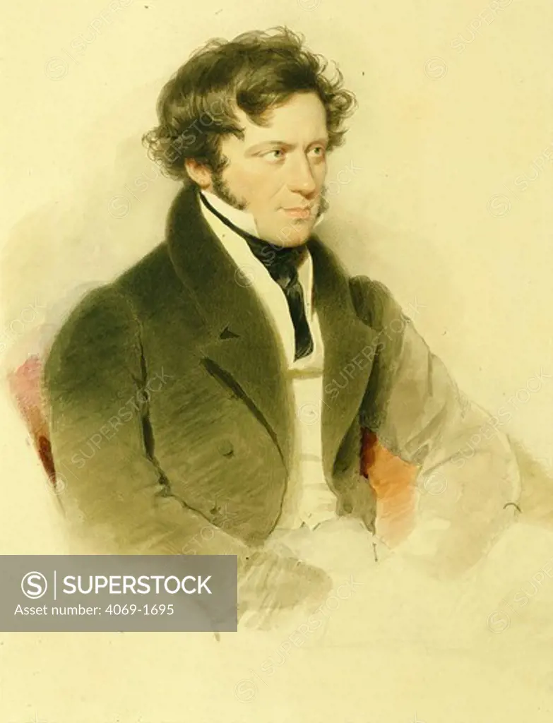 Franz GRILLPARZER 1791-1872 Austrian composer, watercolour