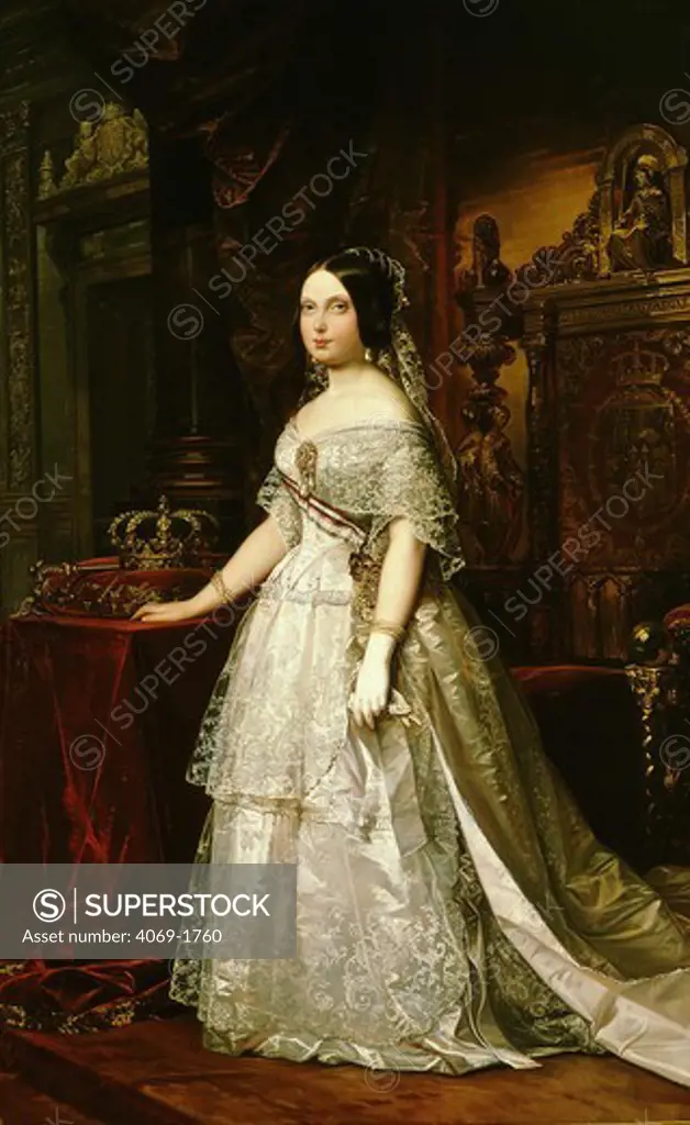 ISABEL II, 1830-1904, Queen of Spain 1833-68, deposed in 1868 Revolution by Frederico de Madrazo 1815-94, abdicated 1870