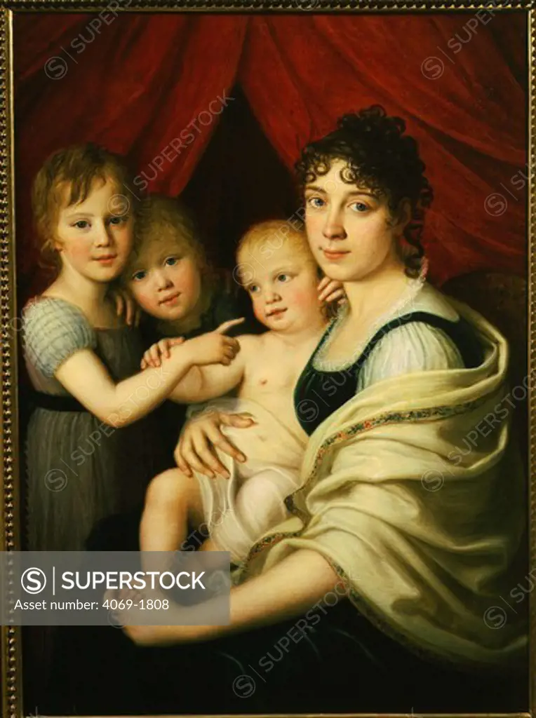 Angela LANDI and children by Gaspare Landi, 19th century