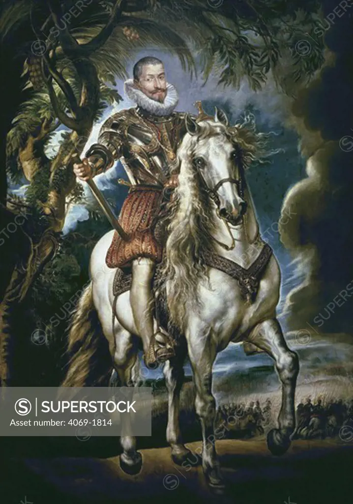 The Duke of LERMA Francisco Gomez de Sandoval Rojas, 1553-1625, Spanish statesman and later cardinal, on horseback, 1603