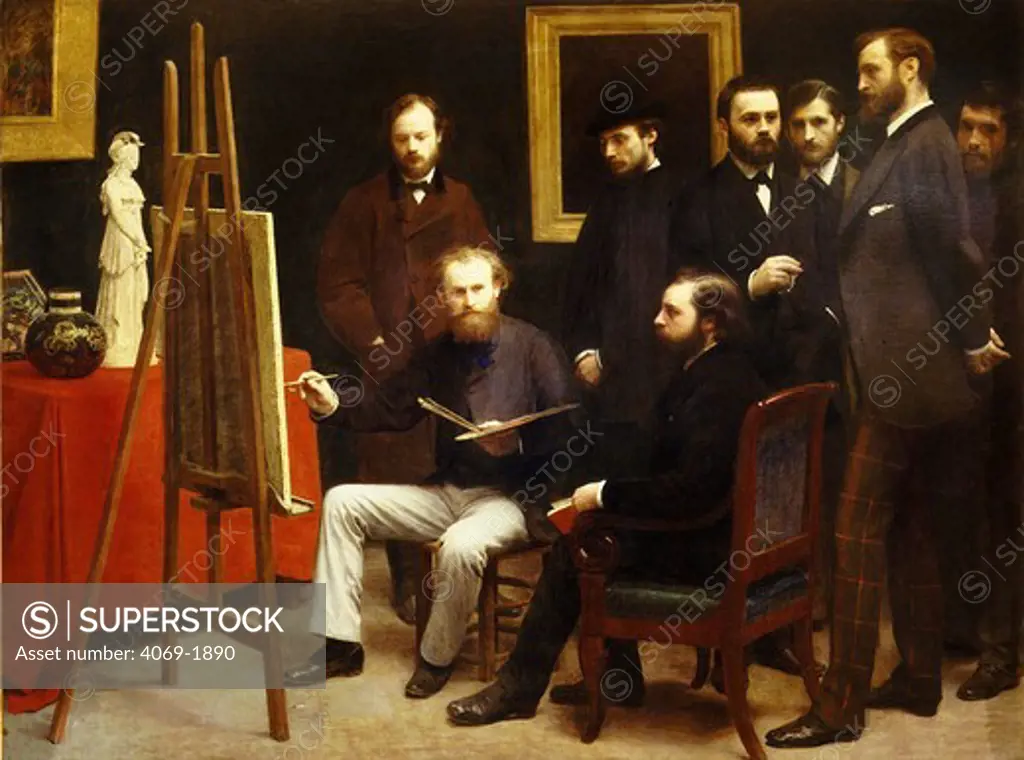 L'Atelier de Batignolles, 1870, Otto Scholderer, Edouard MANET, 1832-83, Renoir, Zacharie Astric, Emile Zola, Edmond Maitre, Bazille, Claude Monet