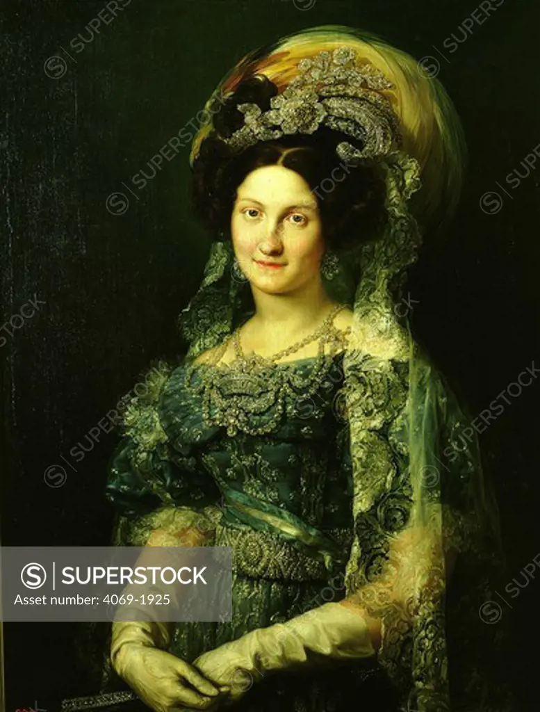 MARIA Christina de Bourbon, 1806-1878, 4th wife of Fernando VII of Spain, Regent 1833-40, exiled 1854
