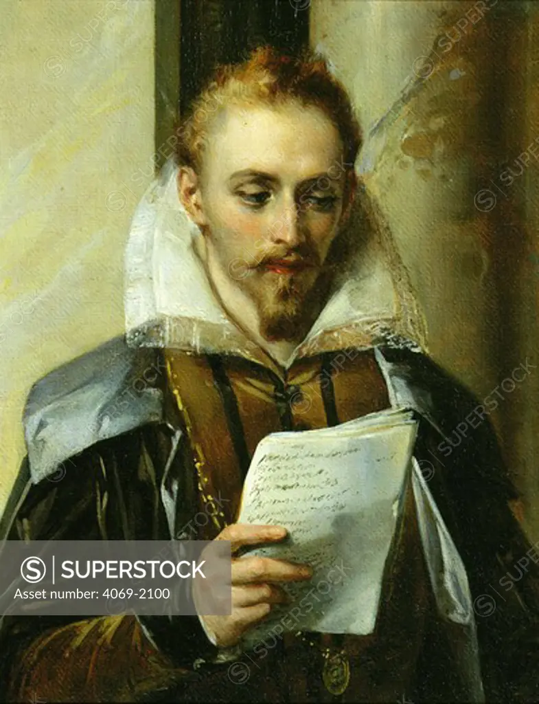Poet Torquato TASSO 1544-95 reads heroic poem Jerusalem liberated at Este court