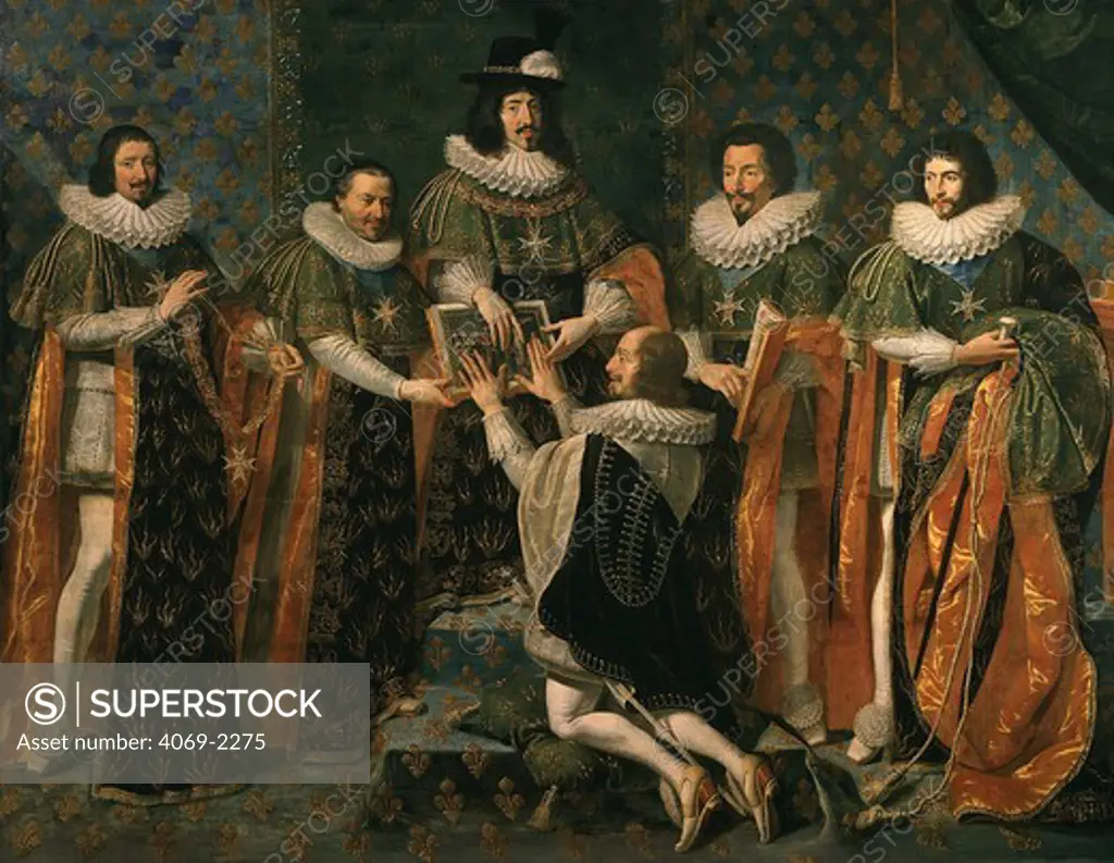 LOUIS XIII, 1601-43 King of France, presenting Order of Saint Esprit to Duke of Longueville in 1633