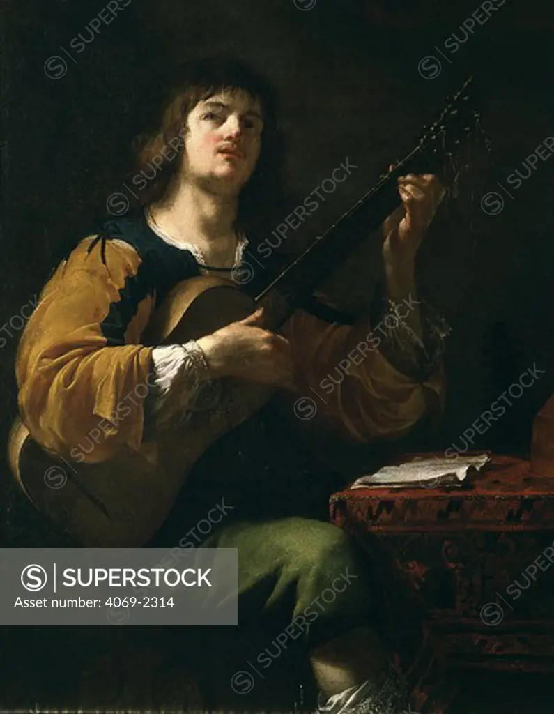 Self portrait as guitarist, 1636 (DARET)