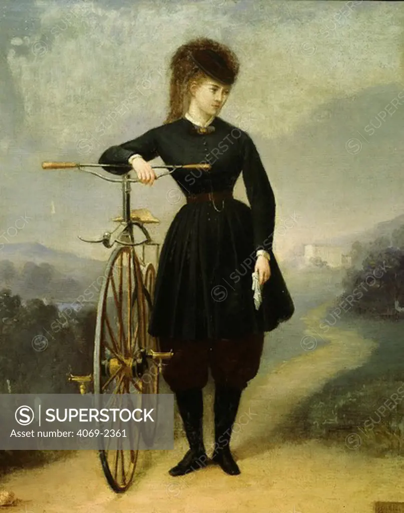 Blanche d'ANTIGNY and her velocipede, 19th century