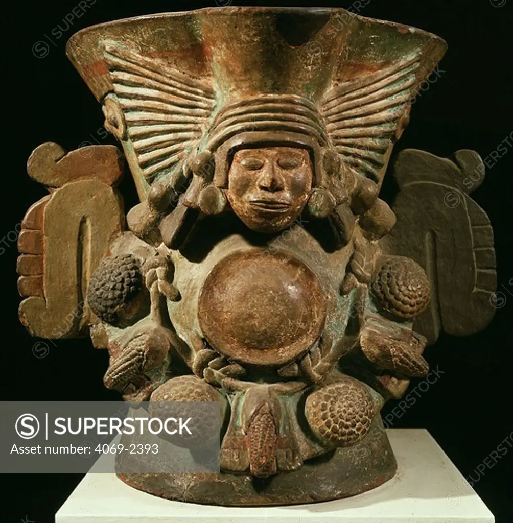 Xilonen, goddess of maize, polychrome brazier, Aztec, from Tlatelolco, Mexico