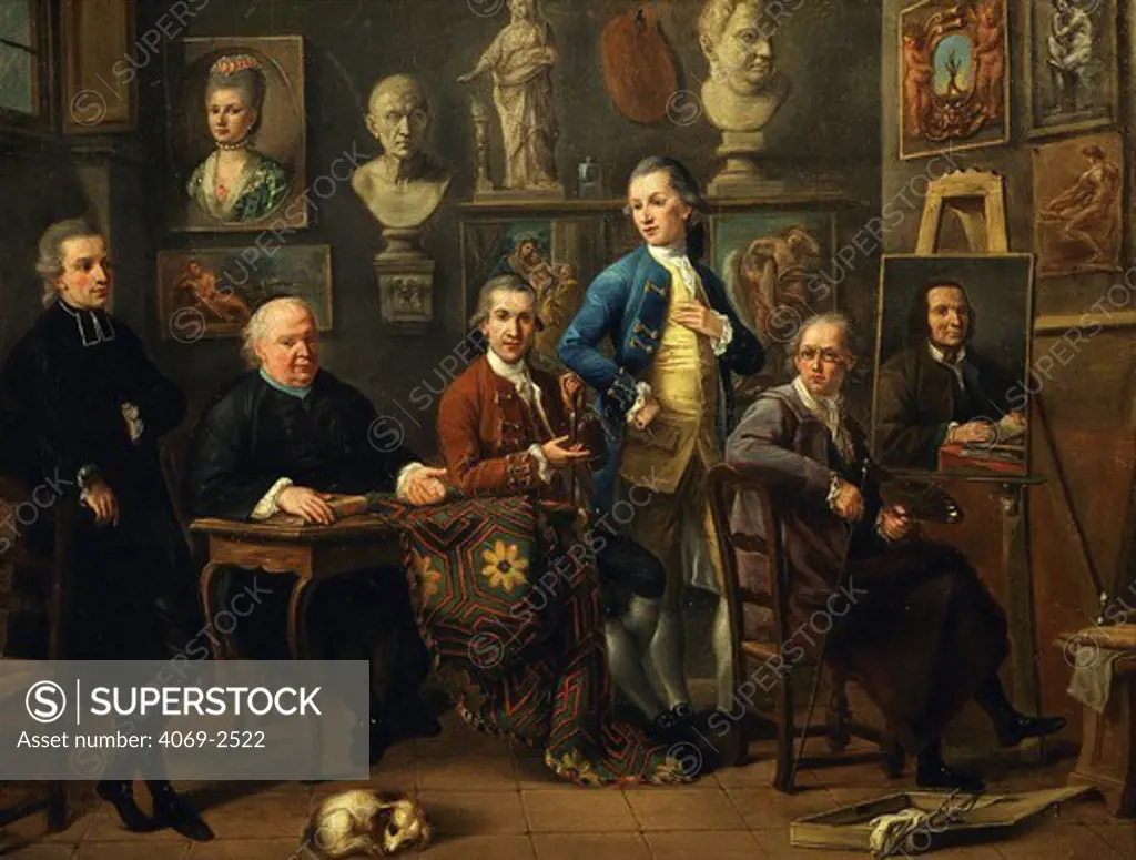Conversation in the atelier of Johann Zoffany, 1733-1810 German artist