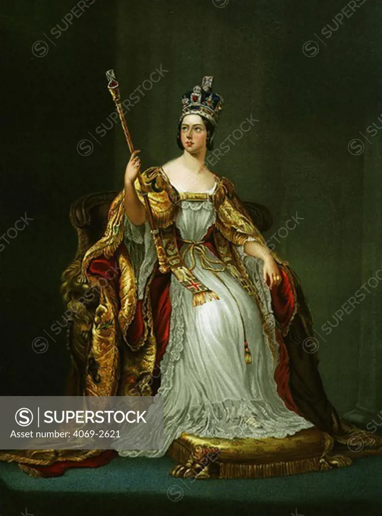 Queen VICTORIA 1819-1901 in her coronation robes 1837 from Jubilee book of Queen Victoria