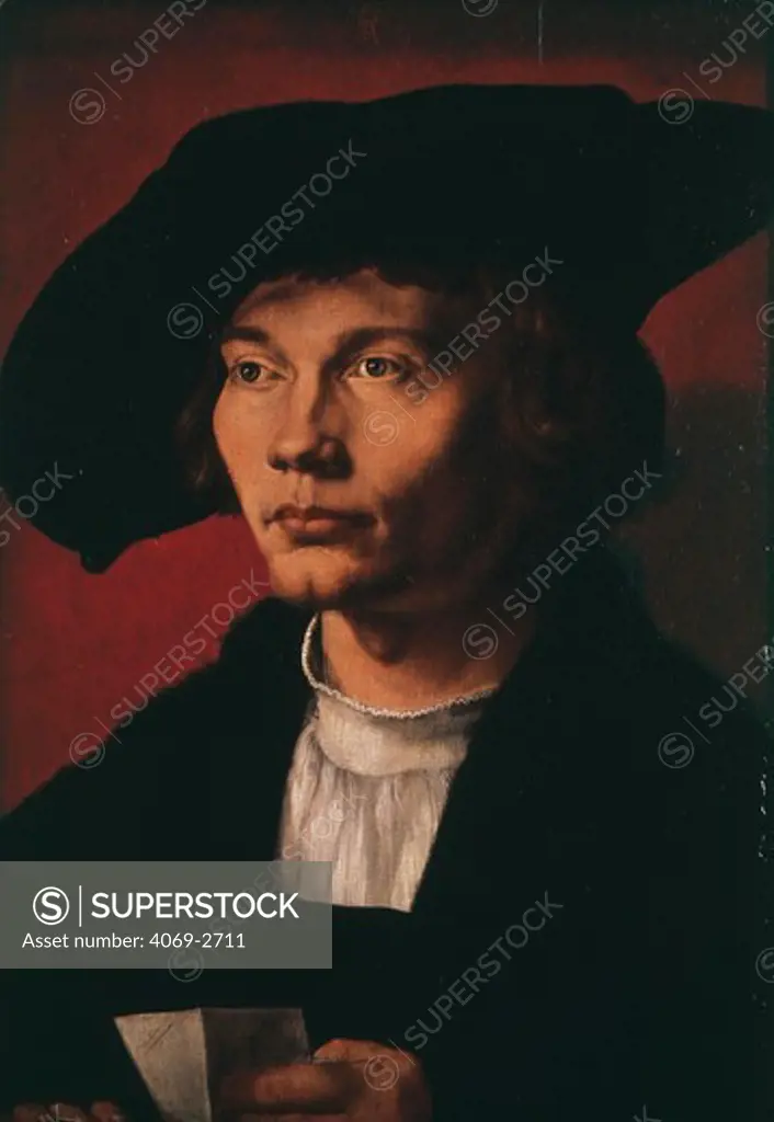 Bernhard von REESEN, 1491-1521, Danzig merchant, Antwerp, 1521. Durer records in his diary that in March 1521, he 'made a portrait of Bernhart von Resten in oils', and was paid 8 florins. His young sitter died 7 months later of the plague