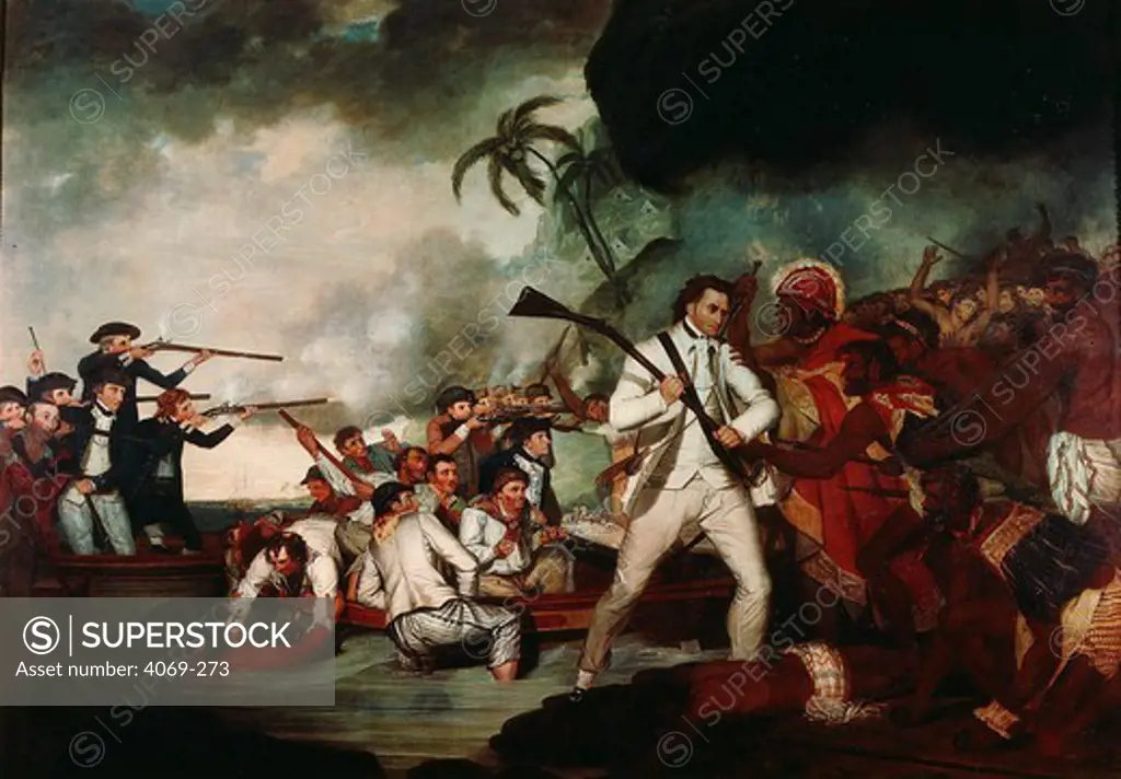 Death of Captain James Cook at Kealakekua Bay, Hawaii, in 1779