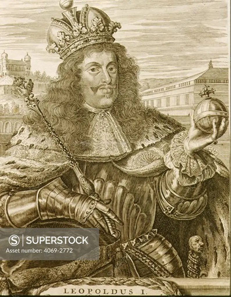 Emperor LEOPOLD I of Austria 1640-1705 and of Holy Roman Empire, 18th century engraving