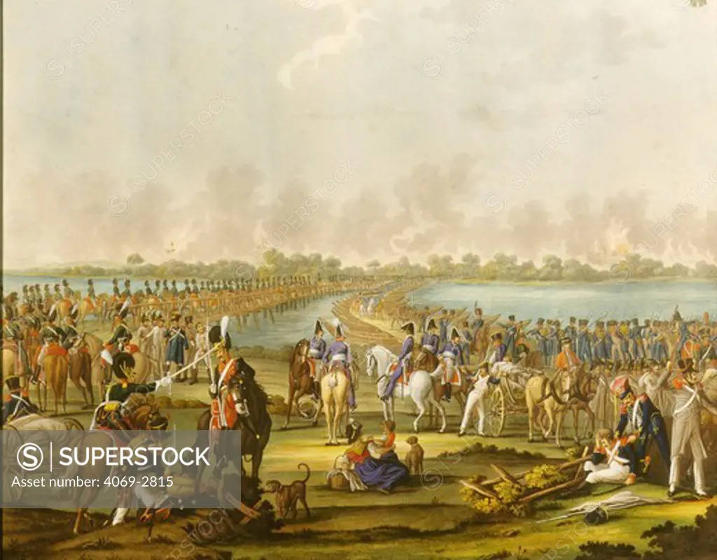 The French crossing the Danube at the Capture of Vienna, Austria, May 13, 1809