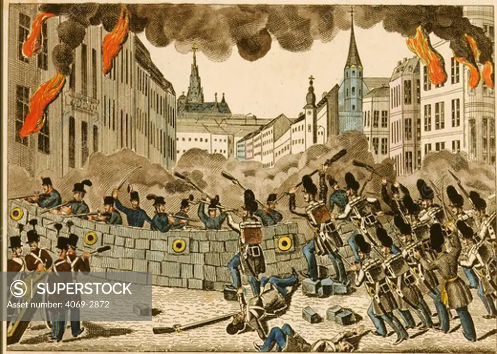 Soldiers storming barricade in Vienna Austria 8 October 1848