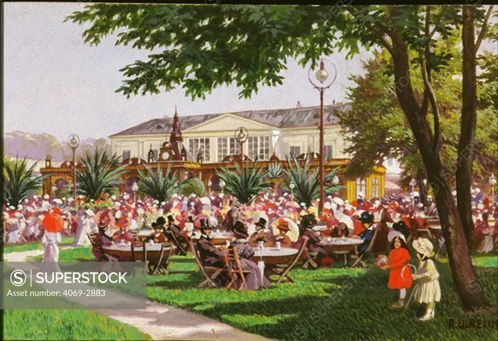 Open air cafe in the Stadtpark, Vienna, Austria, c.1900 watercolour
