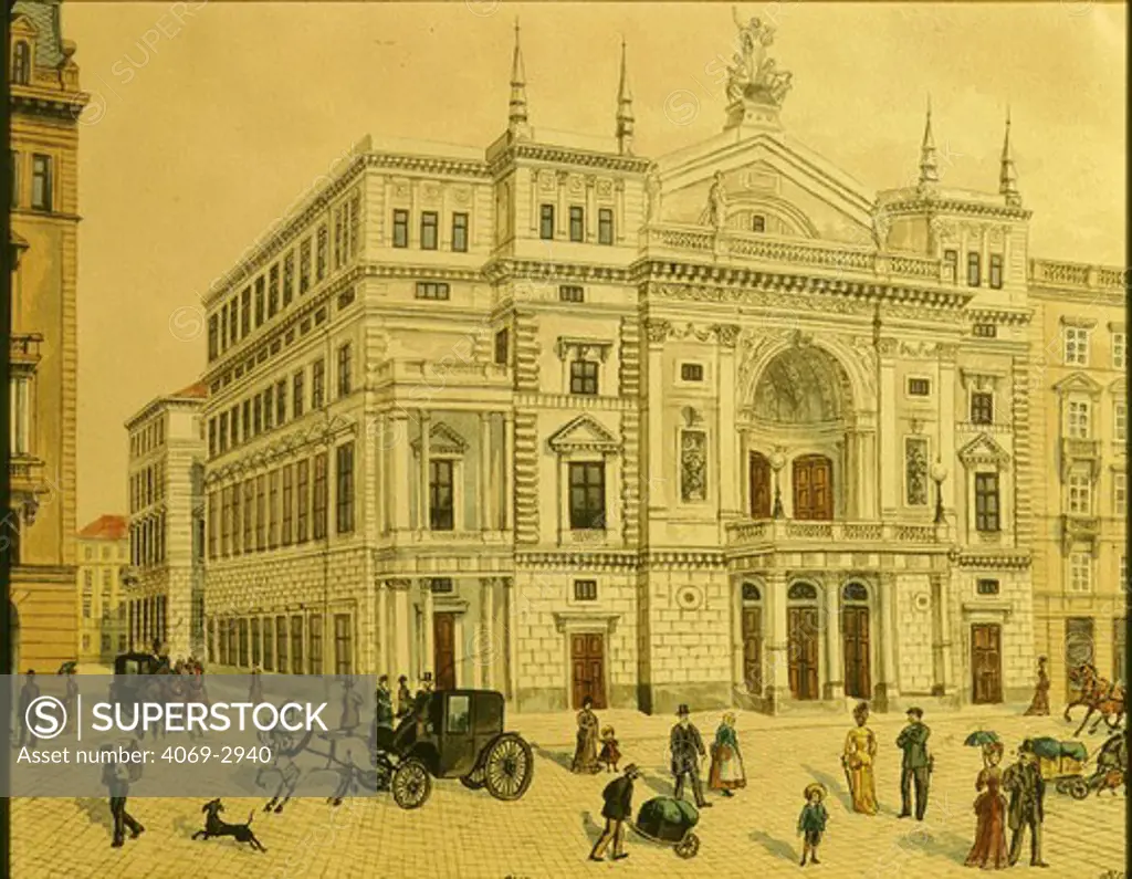 The Comic Theatre (Ringtheater) in Vienna, Austria, 1879 watercolour