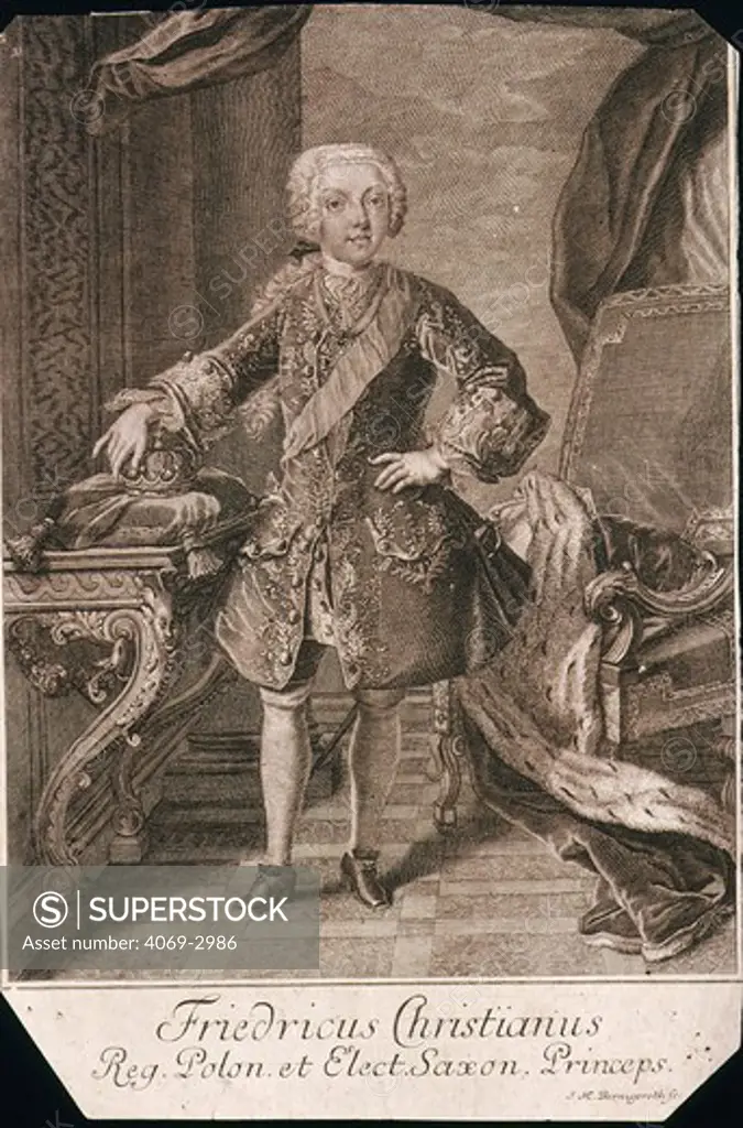 FREDERICK Christian King of Poland and Elector of Saxony, engraving