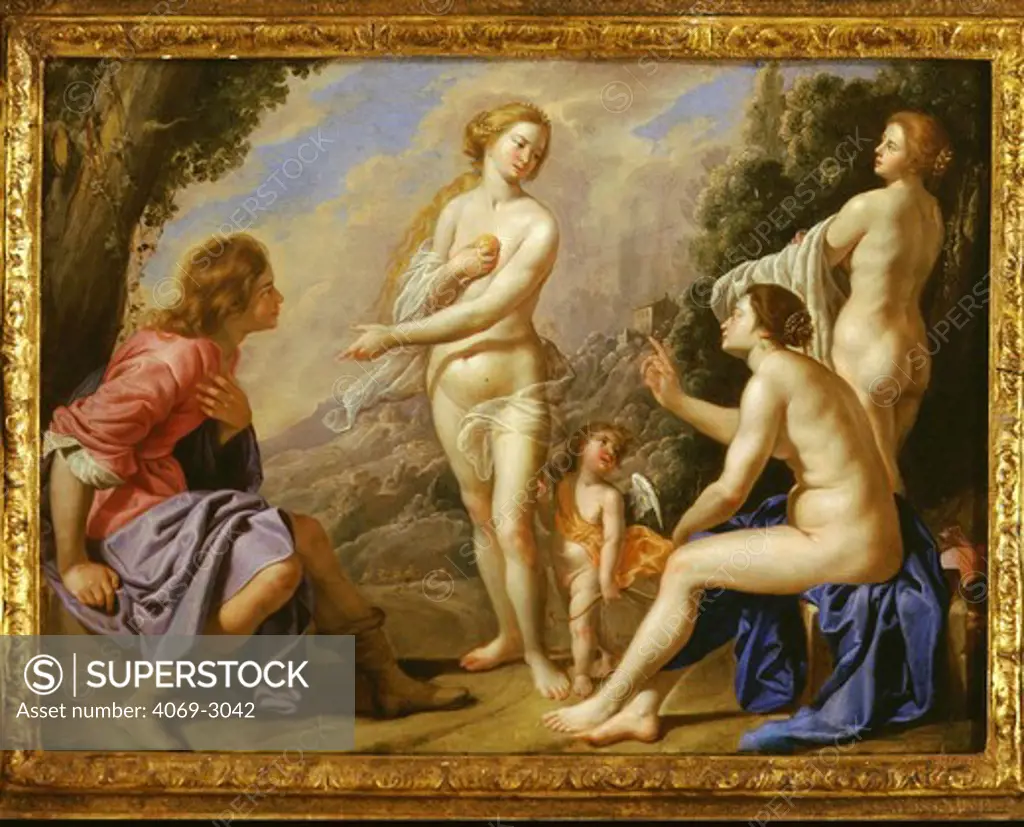 The Judgement of Paris (Paris, Trojan prince, judging the beauty of Juno, Minerva and Venus)