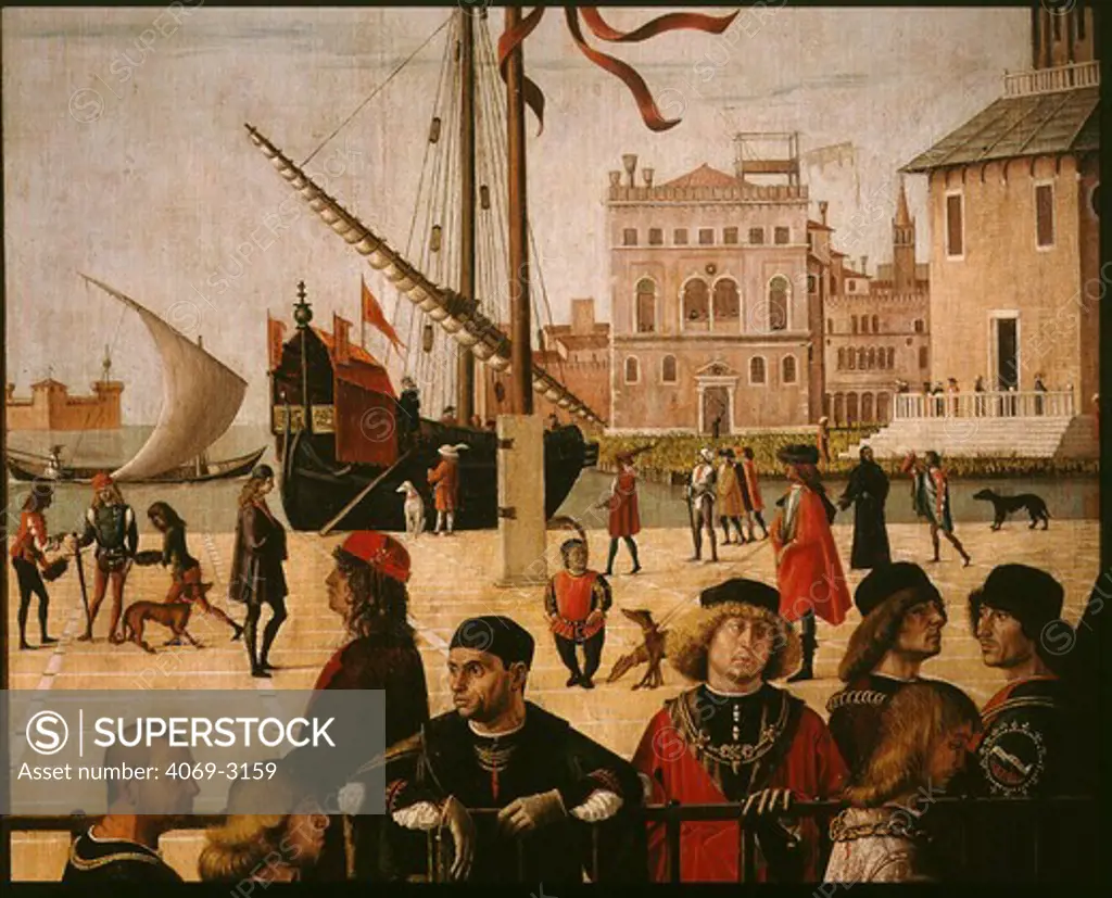 The Venetian jetty, detail from Arrival of the Ambassadors, from Scenes from the Life of Saint URSULA