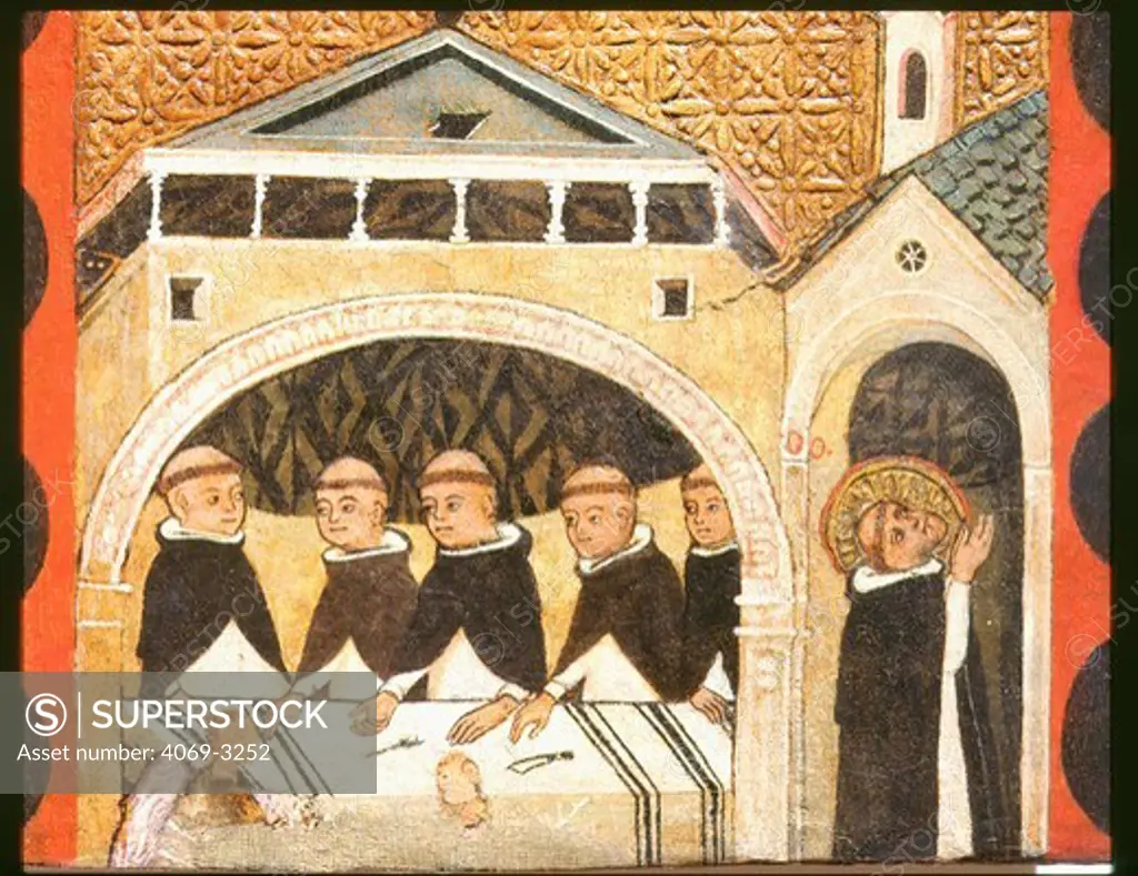 The monks' refectory, detail from Stories of the Life of Saint DOMINIC, 14th century, Campanian