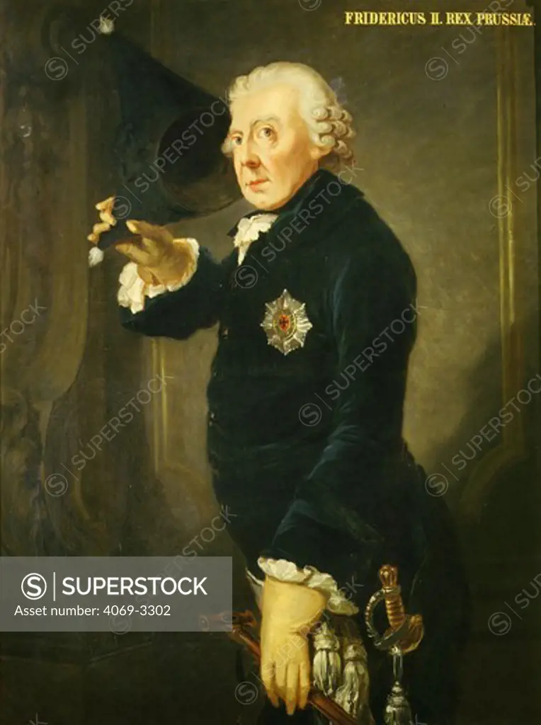 Portrait of FREDERICK II (called Frederick the Great), 1712 - 1786, King of Prussia. Ruled from 1740 - 1786.