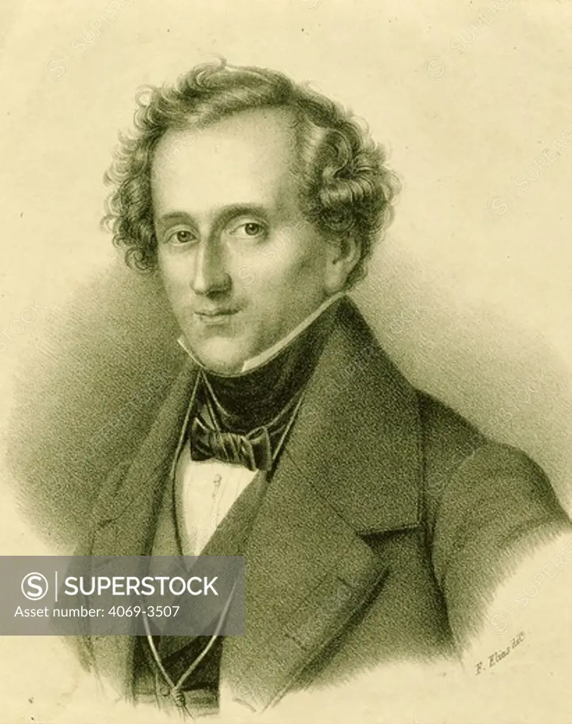 Portrait of Felix MENDELSSOHN Bartholdy, 1809-47 German composer, 19th century engraving