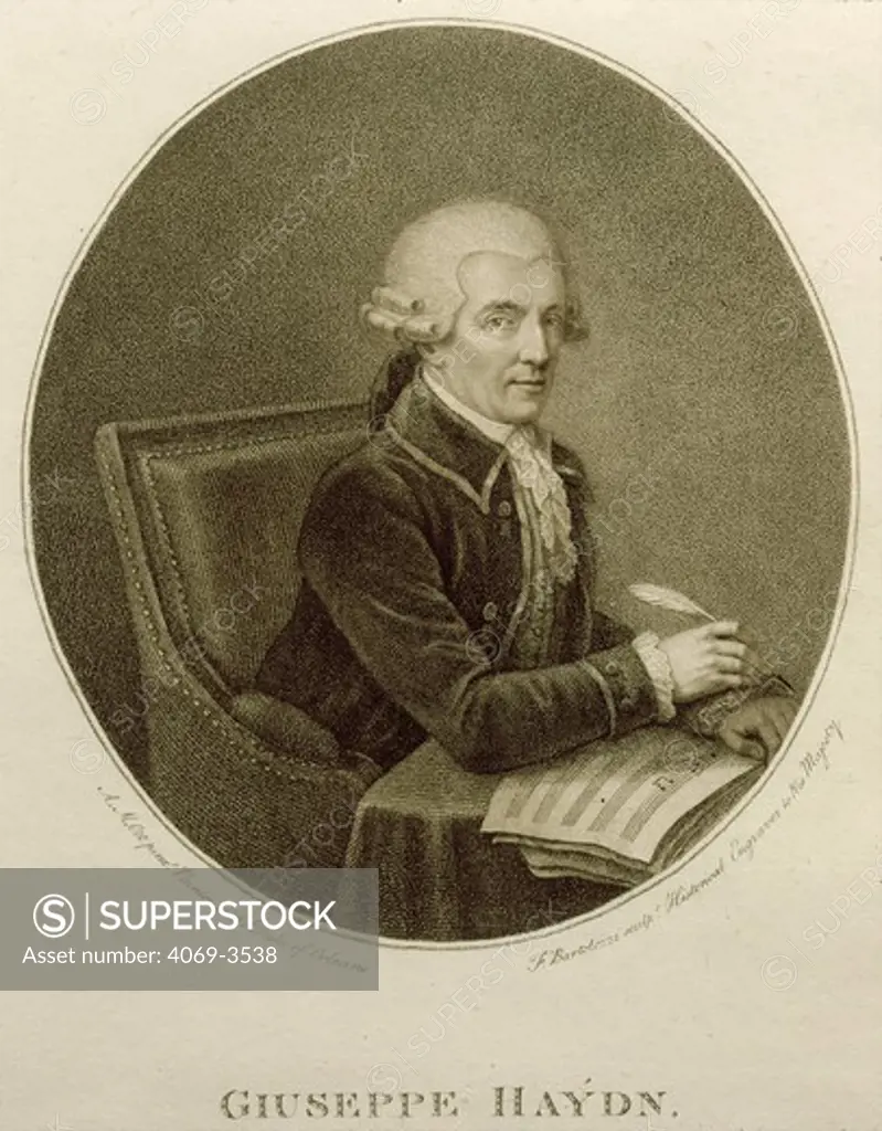 Oval portrait of Franz Josef HAYDN, 1732-1809 Austrian composer, 19th century engraving