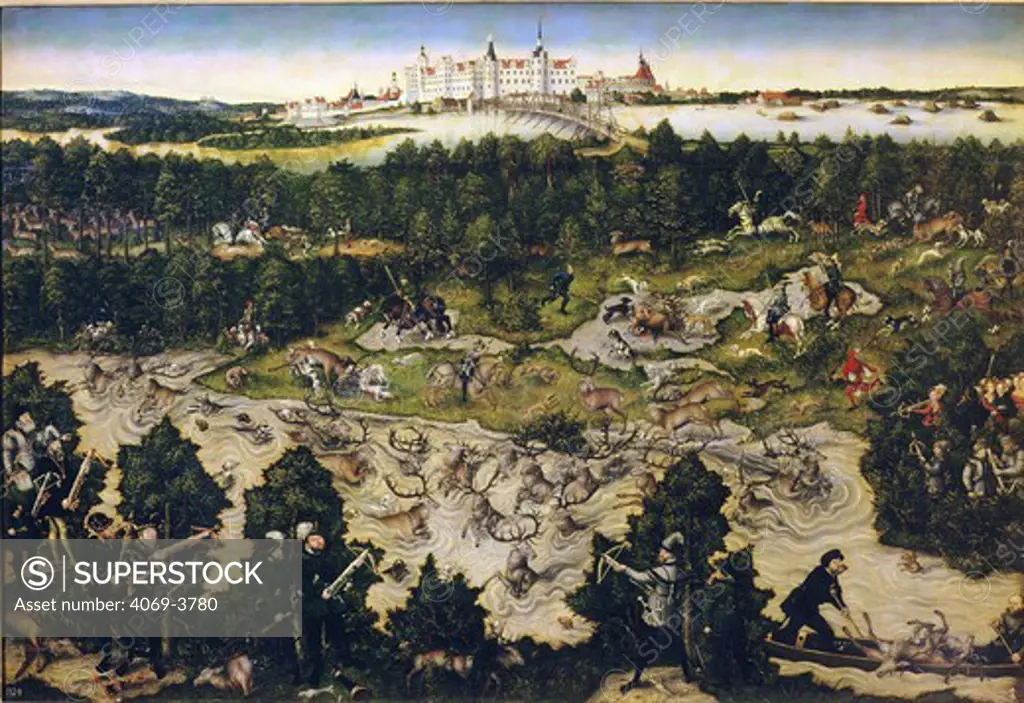 Hunt in honour of Ferdinand I at Torgau Castle, 1545. Ferdinand I was the brother of Emperor Charles V