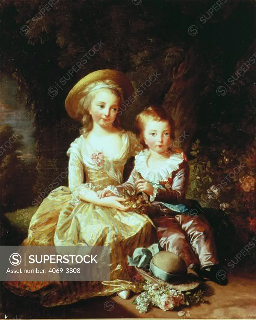 Dauphin LOUIS Joseph Xavier Franois of France 1781-89, and Marie-Th?rse-Charlotte of France, Duchess of Angouleme (Madame Royale) 1778-1851, children of Marie Antoinette 1755-93, Queen of France (MV 3907)