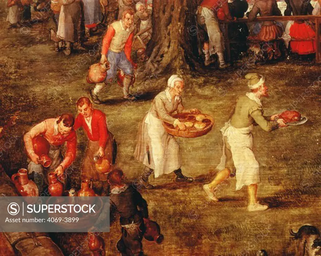 Servants bringing food, from Wedding Feast Presided over by the Archdukes (of Austria) (detail)