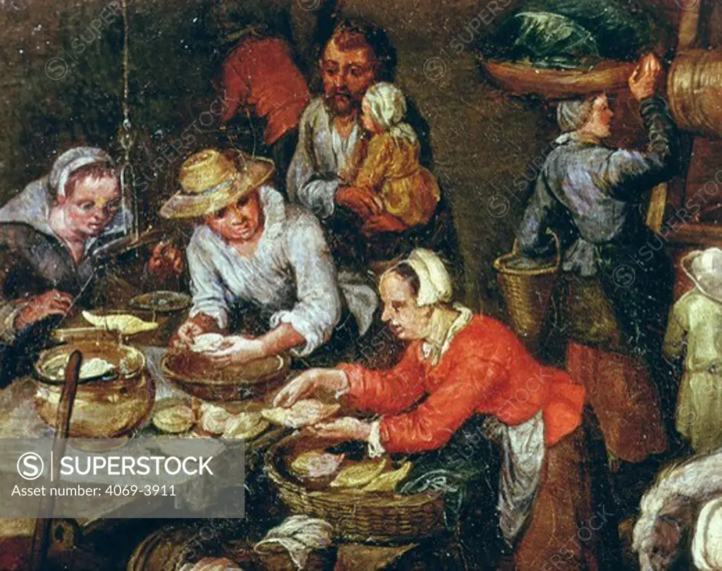 Peasants preparing a meal, from Country Life (detail)