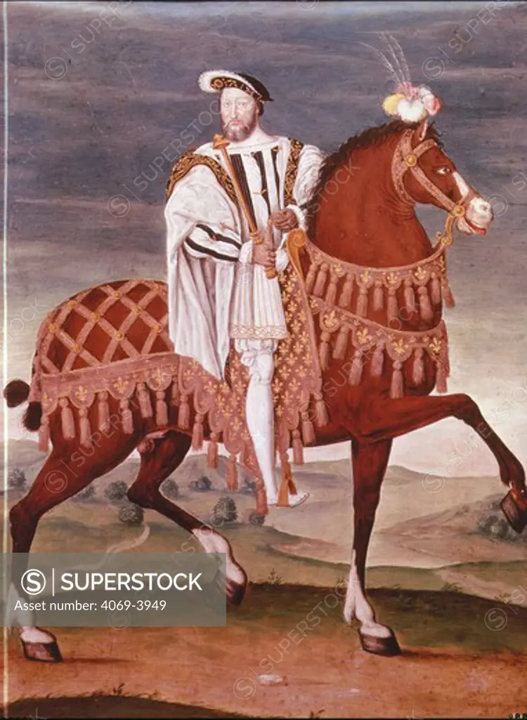 FRANCIS I, 1494-1547 King of France, 16th century equestrian portrait