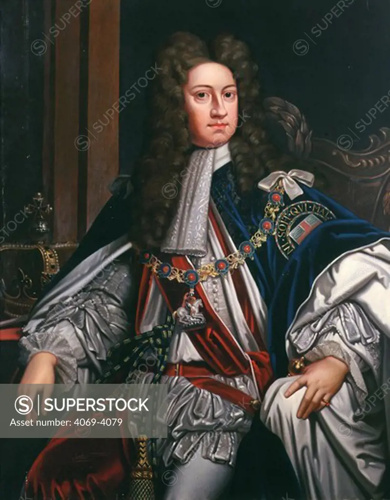 GEORGE I 1660-1727 King of England, Elector of Hanover (copy of portrait by Godfrey Kneller at Hampton Court, 1714) (MV 6498)