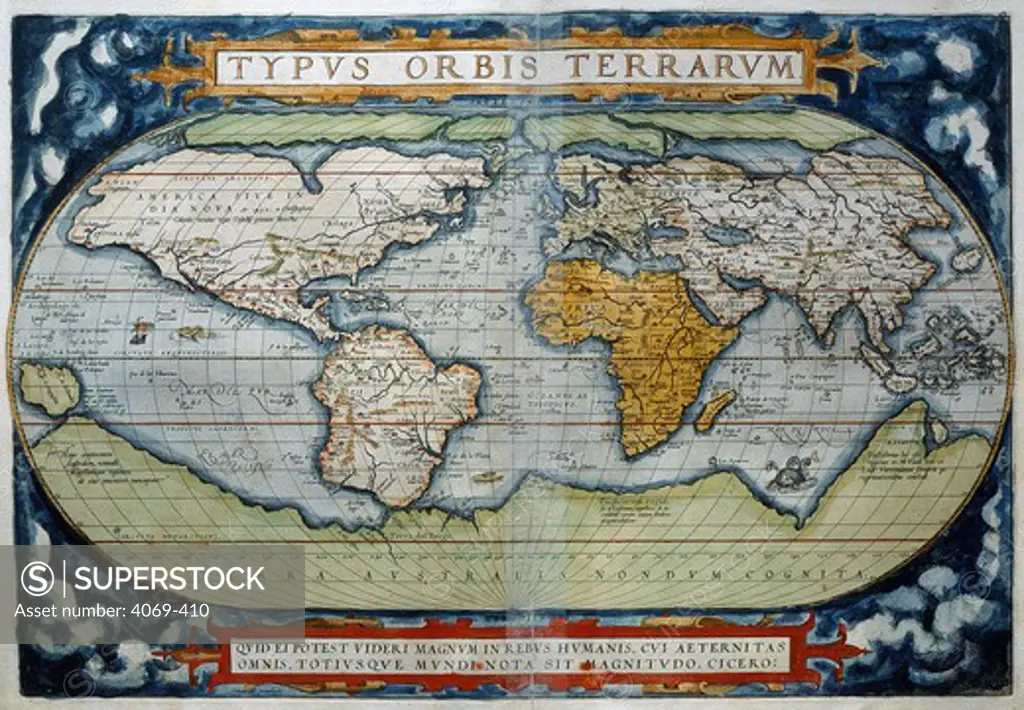 World from Atlas by Abraham Ortelius Theatrum Orbis Terrarum 1570