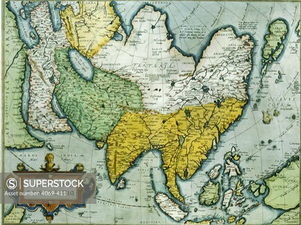 Asia from Red Sea to Japan from Atlas by Abraham Ortelius Theatrum Orbis Terrarum 1570
