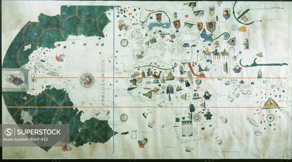 The World, including the New World, from world Map by Juan de la Cosa, companion of Christopher Columbus in 1492, 1500