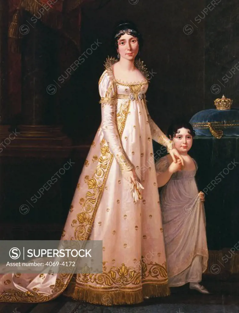 Marie-Julie CLARY, 1777-1845 Queen of Naples then of Spain (wife of Joseph Bonaparte, brother of Napoleon) and her daughter Znaide, 1801-54 future princess of Canino, in 1807 (MV 4714)