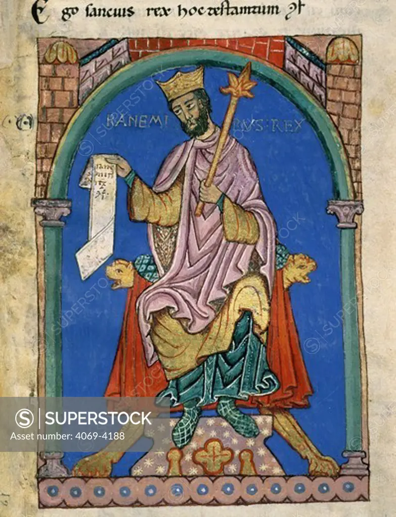 RAMIRO II, d.951 King of Leon and Asturias, Spain, Index of Royal Privileges, 12th-13th century manuscript