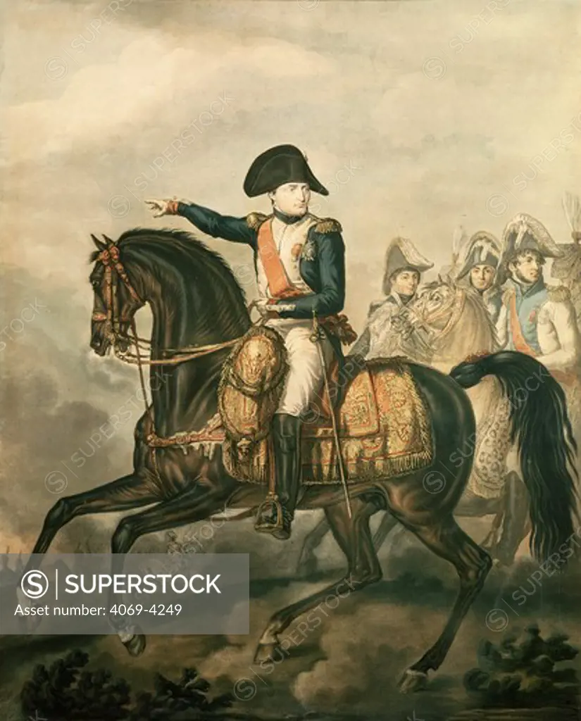 NAPOLEON Bonaparte, 1769-1821 Emperor of France, equestrian portrait, c. 1806 engraving