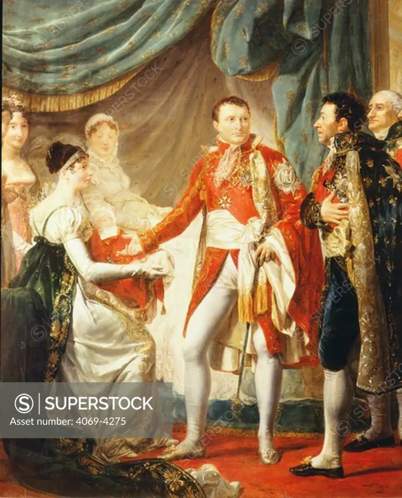 NAPOLEON Bonaparte, 1769-1821 Emperor of France, presenting his son the King of Rome to the dignitaries of the Empire, 20 March 1811 (MV 4706)