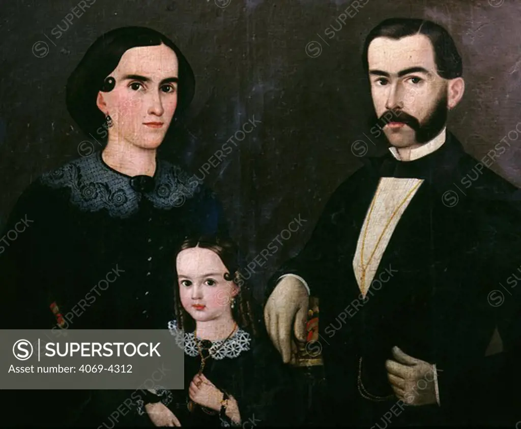 Antonio MORALES, early 19th century Colombian general and patriot, with wife and daughter (statesman in 1st Colombian government after Independence in July 1810)