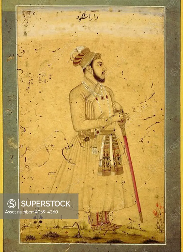 DARA Shukoh, eldest son of Shah Jahan, Shah Jahan 1592-1666 Mughal emperor of India, and brother of Aurangzeb, 1618-1707 last of great Mughal emperors of India (reigned 1658-1707), Mughal School Indian miniature