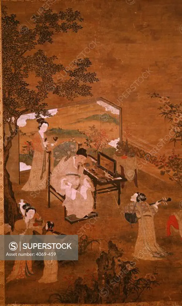 Chen Hou Chou and Concubine seeking inspiration for poem, school of Chiu Ying, 16th century