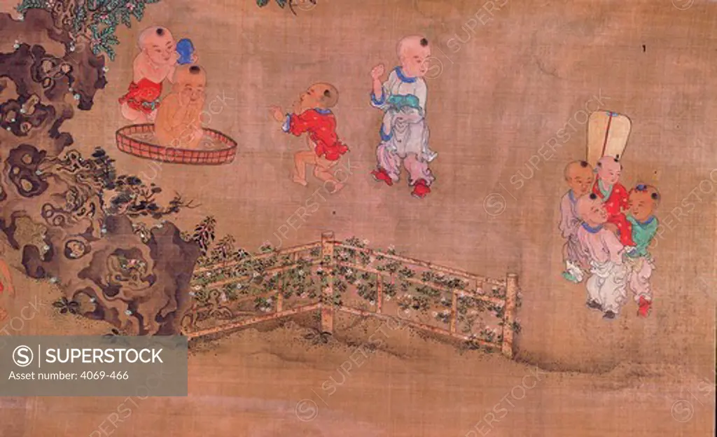 Children playing, from 100 Children At Play scroll, Ming Period, 16th - 17th century, China, detail