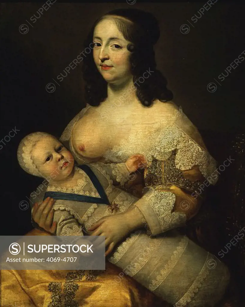 LOUIS XIV, 1638-1715 King of France, as a baby, on the lap of his wet-nurse Dame Longuet de la Giraudire (MV 5272)
