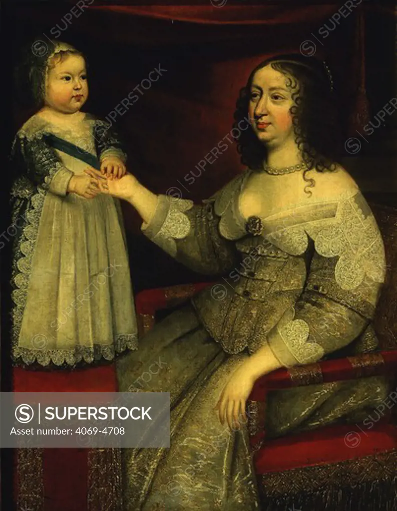 ANNE of Austria, 1601-66 Queen of France (wife of Louis XIII), with her son Louis XIV, 1638-1715 King (Dauphin) of France, as a baby, 17th century (MV 7143)