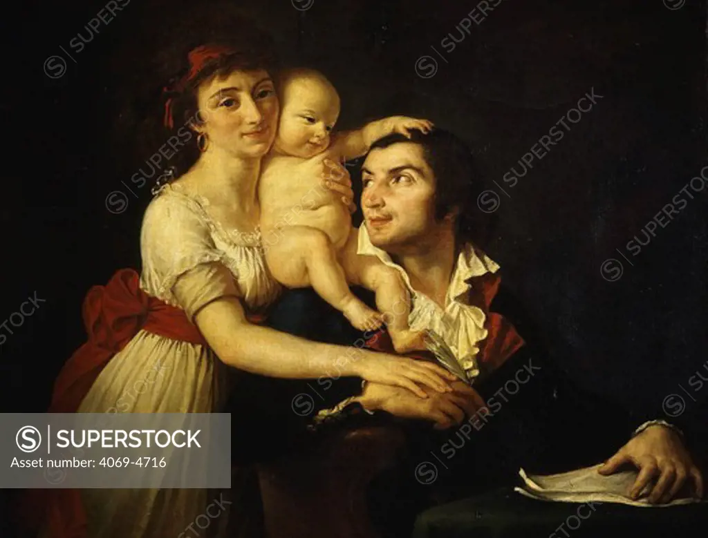 Camille DESMOULINS, 1760-94 French journalist and politican, with his wife Lucile (1771-94) and their son Horace-Camille (1792-1825), c. 1792 (MV 5651)