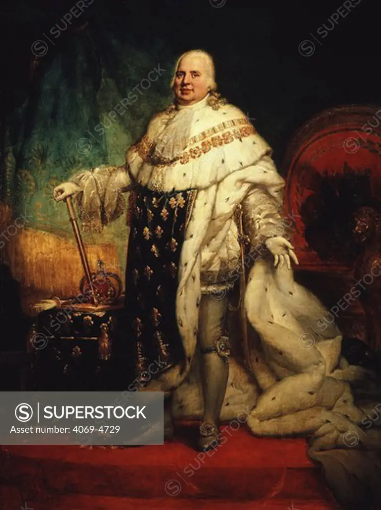 LOUIS XVIII, 1755-1824 King of France, in coronation robes