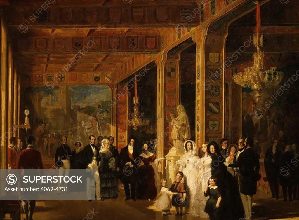 LOUIS-Philippe, 1773-1850 King of France, and his family, visiting the Crusade Rooms of the museum of Chteau de Versailles, France, in July 1844 (MV 6873)