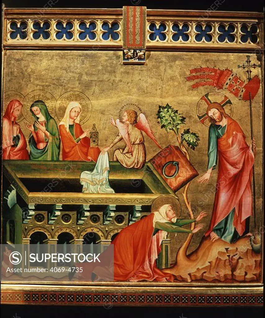 The Holy Women at the Sepulchre, and Noli me tangere, (risen Christ appears to Mary Magdalene), c. 1320, from the Altarpiece of Verdun